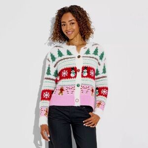 Target Women's Holiday Icons
Festive Graphic Cardigan - Cream